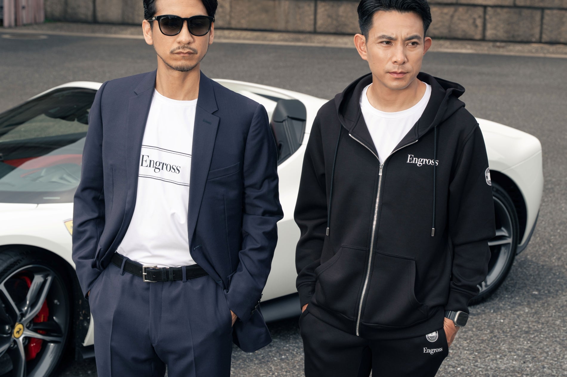 アスレジャーブランド Engross（エングロス）のセットアップ着用イメージ