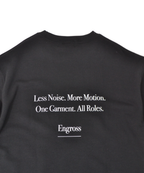 アスレジャーブランド Engross（エングロス）のSweat Short Sleeve（スウェットショートスリーブ）ブラック 平置き画像 バックプリント