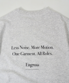 アスレジャーブランド Engross（エングロス）のSweat Short Sleeve（スウェットショートスリーブ）グレー 置き画像 バックプリント