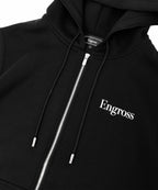 アスレジャーブランド Engross（エングロス）のMidweight Zip Up Hoodie（ミッドウェイトジップアップパーカー）ブラック 平置きアイテム画像