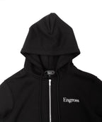 アスレジャーブランド Engross（エングロス）のMidweight Zip Up Hoodie（ミッドウェイトジップアップパーカー）ブラック 平置きアイテム画像