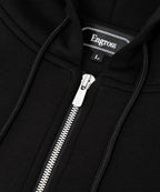 アスレジャーブランド Engross（エングロス）のMidweight Zip Up Hoodie（ミッドウェイトジップアップパーカー）ブラック 平置きアイテム画像