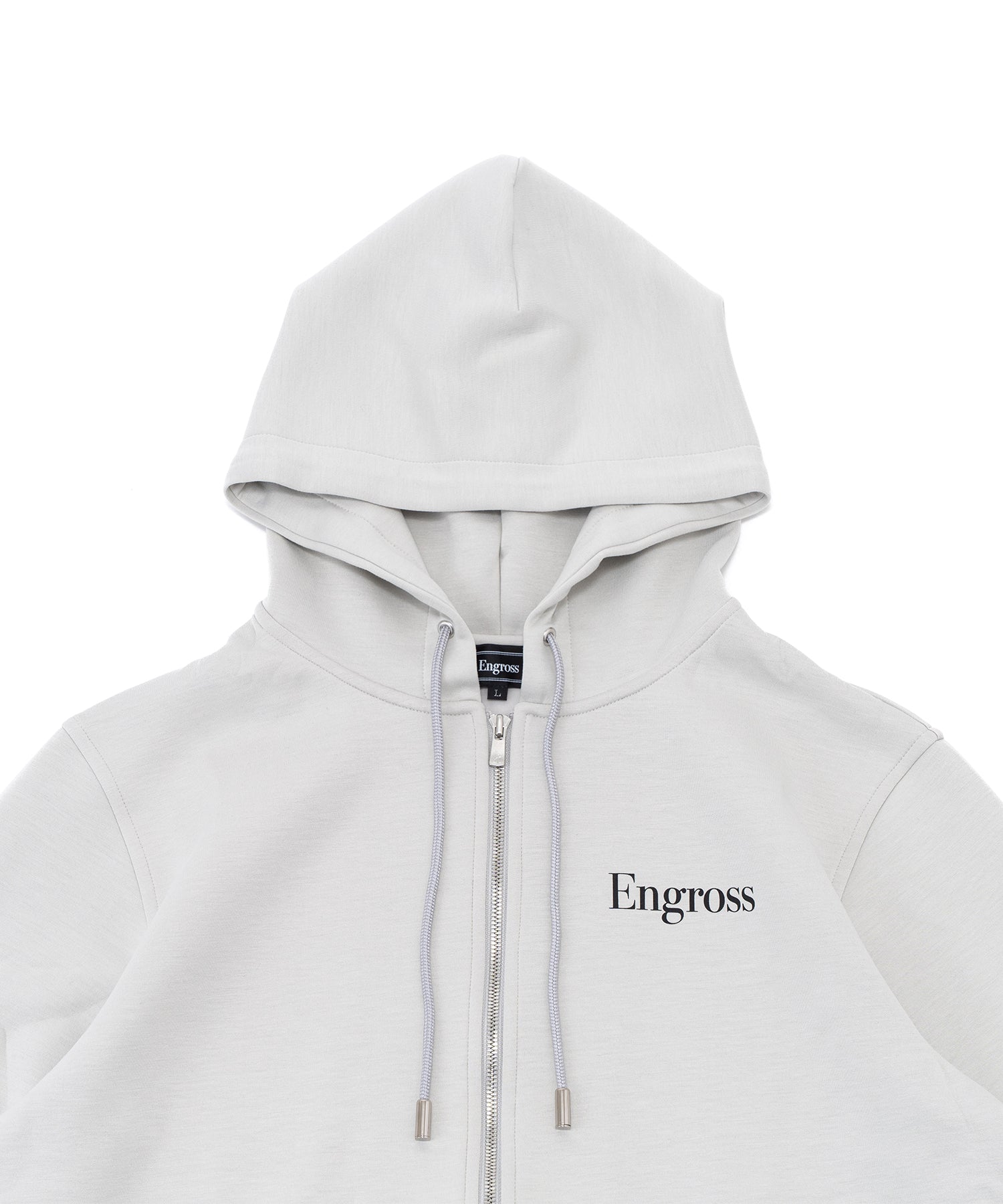 アスレジャーブランド Engross（エングロス）のMidweight Zip Up Hoodie（ミッドウェイトジップアップパーカー）グレー 平置きアイテム画像