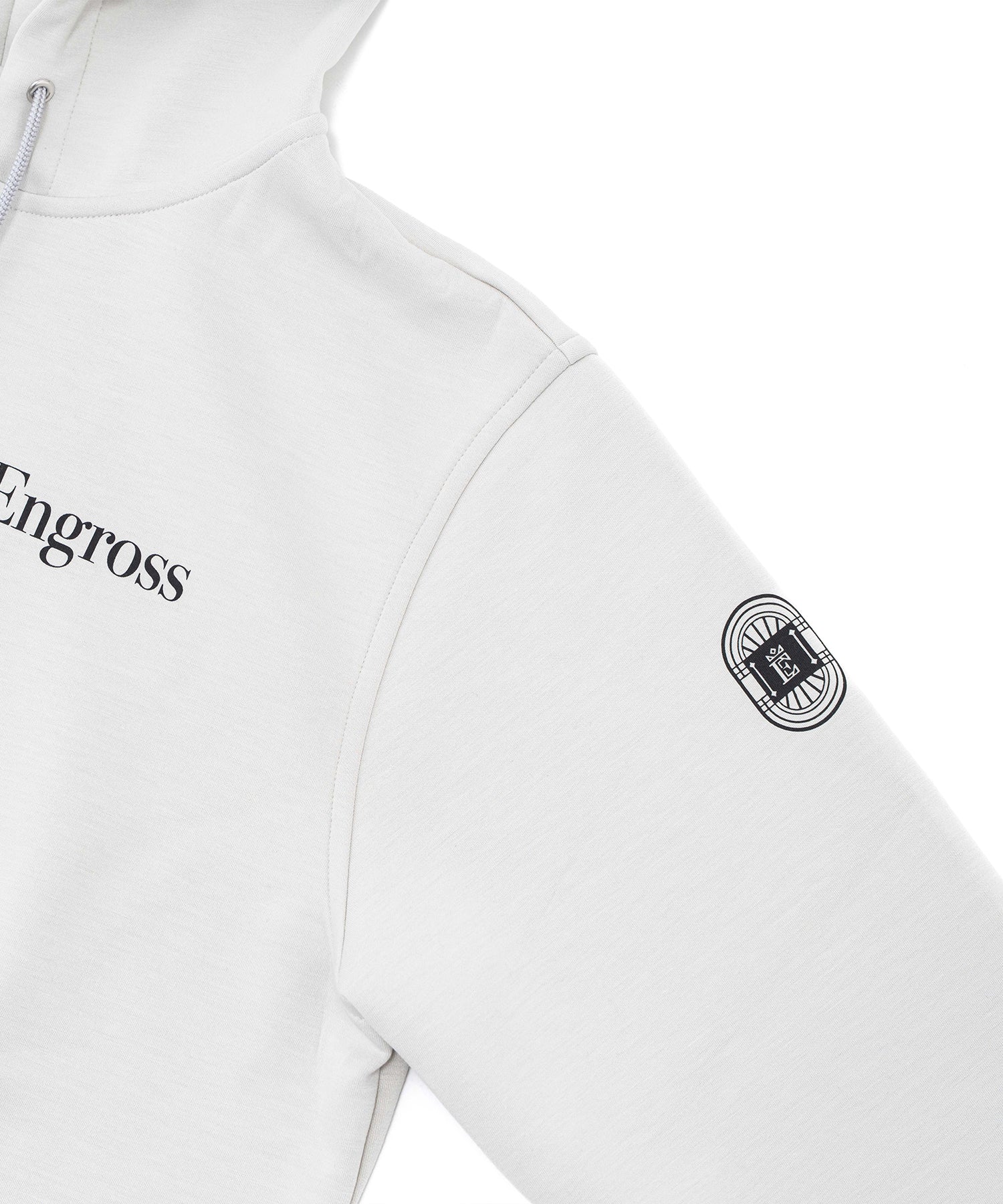 アスレジャーブランド Engross（エングロス）のMidweight Zip Up Hoodie（ミッドウェイトジップアップパーカー）グレー 平置きアイテム画像