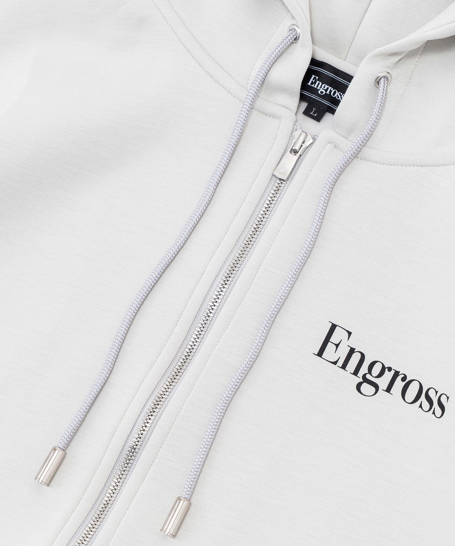 アスレジャーブランド Engross（エングロス）のMidweight Zip Up Hoodie（ミッドウェイトジップアップパーカー）グレー 平置きアイテム画像