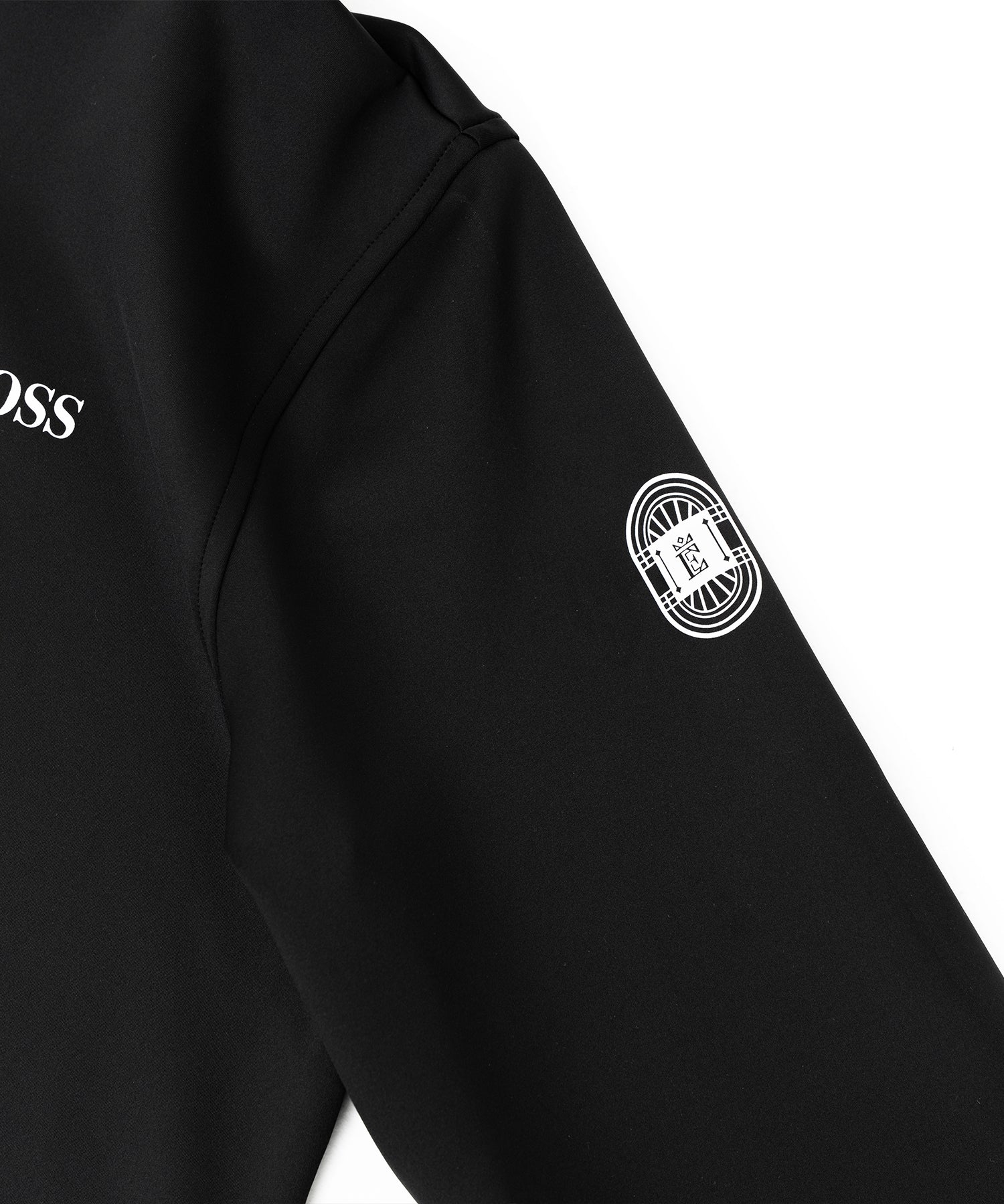 アスレジャーブランド Engross（エングロス）のLightweight Zip Up Hoodie（ライトウェイトジップアップパーカー）ブラック 平置き画像