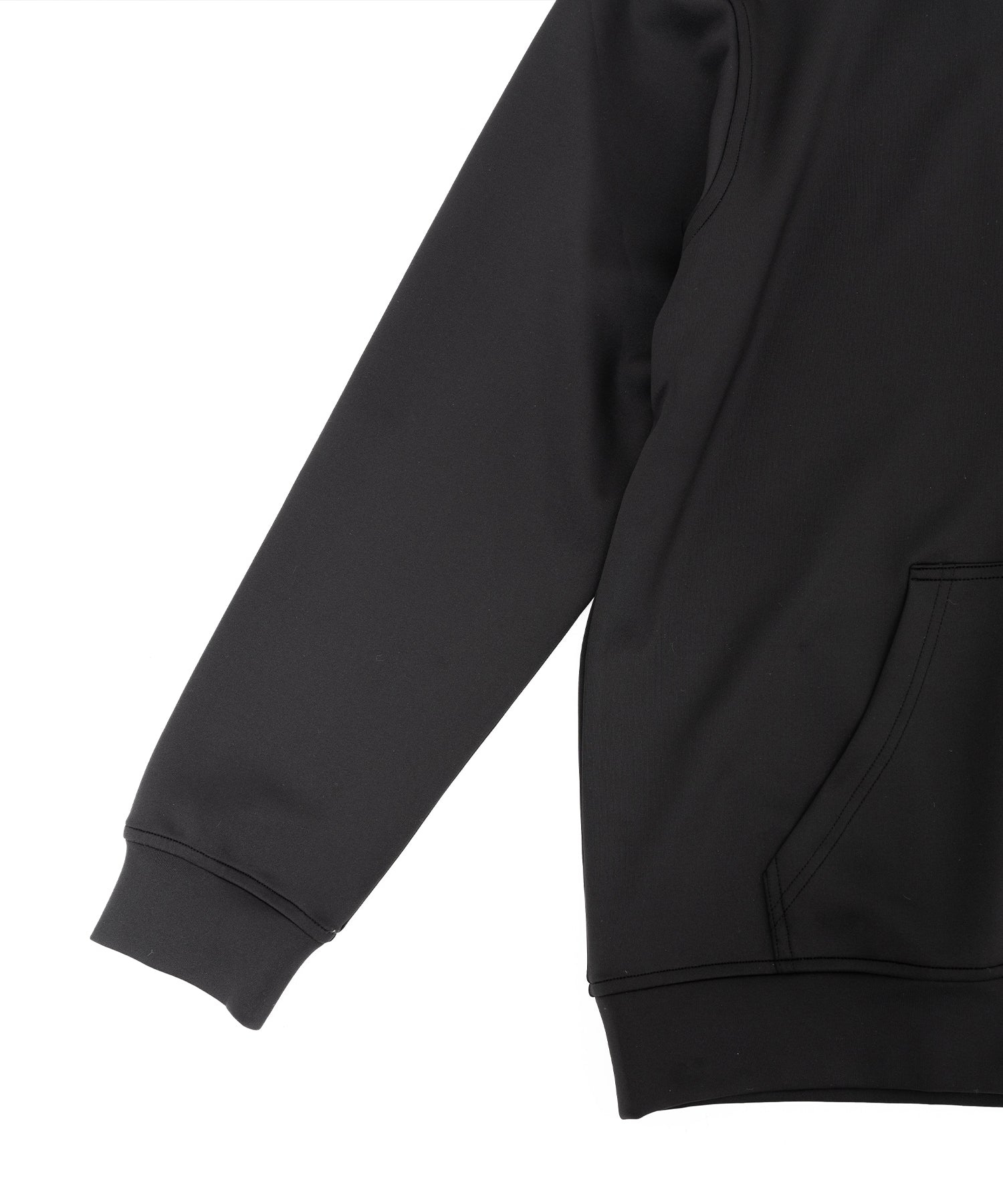 アスレジャーブランド Engross（エングロス）のLightweight Zip Up Hoodie（ライトウェイトジップアップパーカー）ブラック 平置き画像