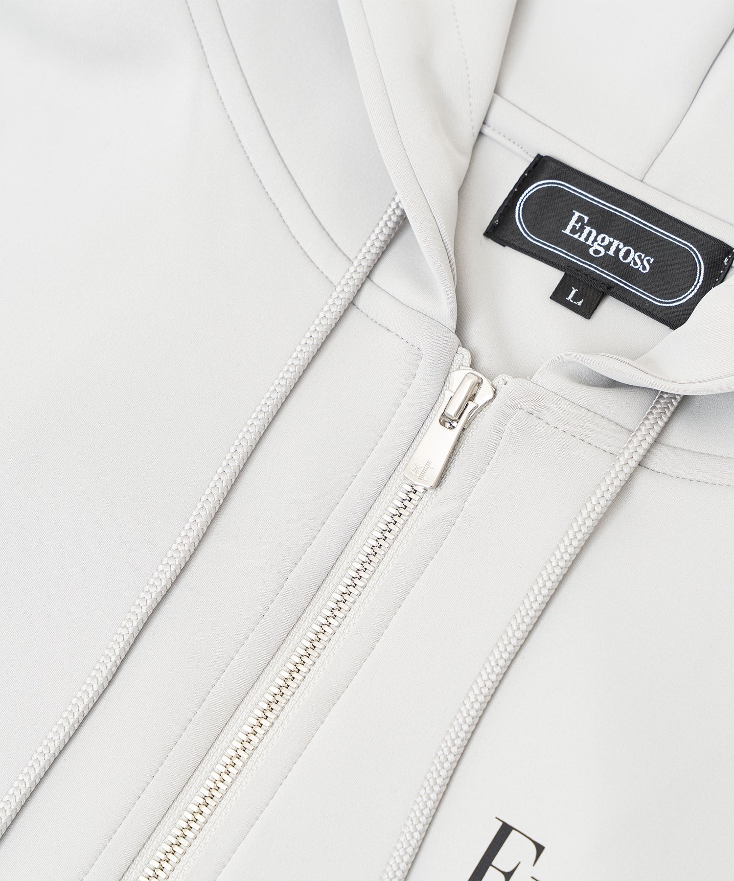 アスレジャーブランド Engross（エングロス）のLightweight Zip Up Hoodie（ライトウェイトジップアップパーカー）グレー 平置きアイテム画像