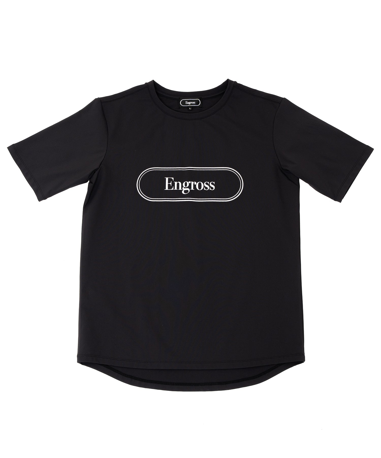アスレジャーブランド Engross（エングロス）のTrack Logo T-shirt（トラックロゴTシャツ）ブラック 平置きアイテム画像