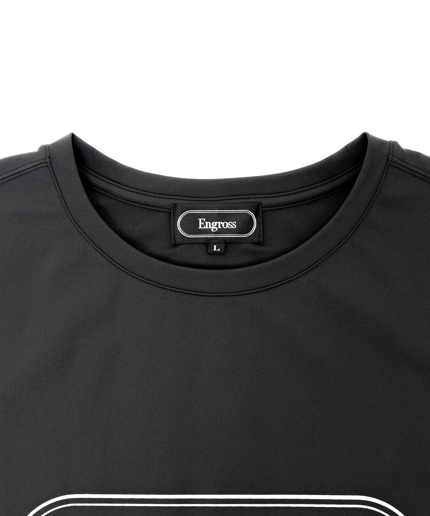 アスレジャーブランド Engross（エングロス）のTrack Logo T-shirt（トラックロゴTシャツ）ブラック 平置きアイテム画像