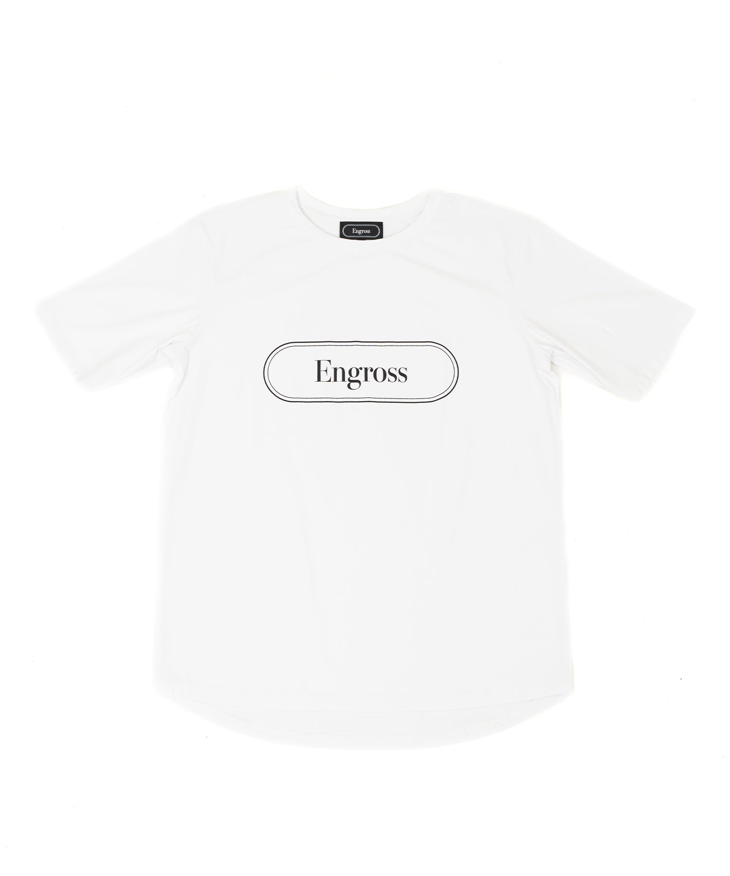 アスレジャーブランド Engross（エングロス）のTrack Logo T-shirt（トラックロゴTシャツ）ホワイト 平置きアイテム画像