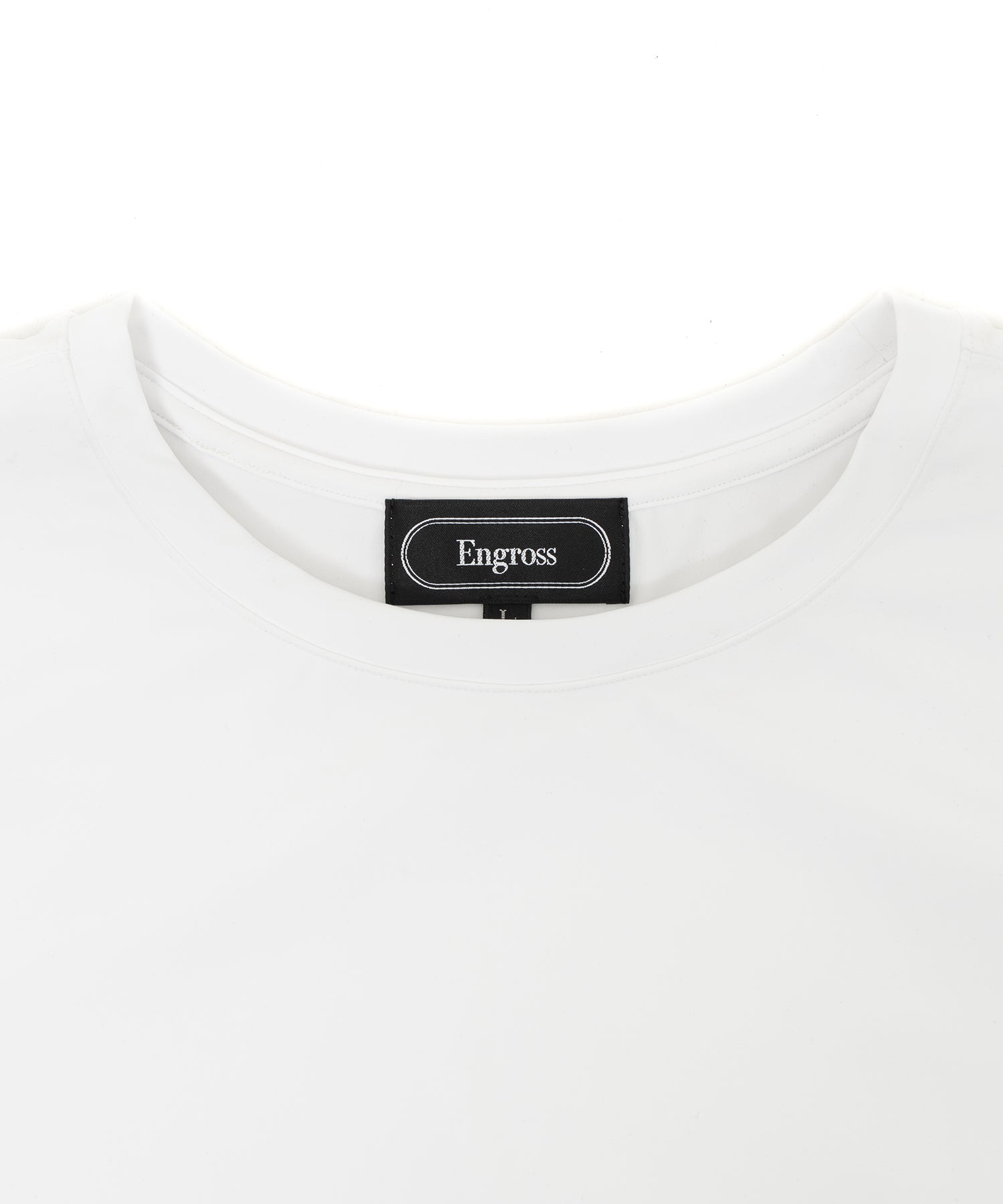 アスレジャーブランド Engross（エングロス）のTrack Logo T-shirt（トラックロゴTシャツ）ホワイト 平置きアイテム画像