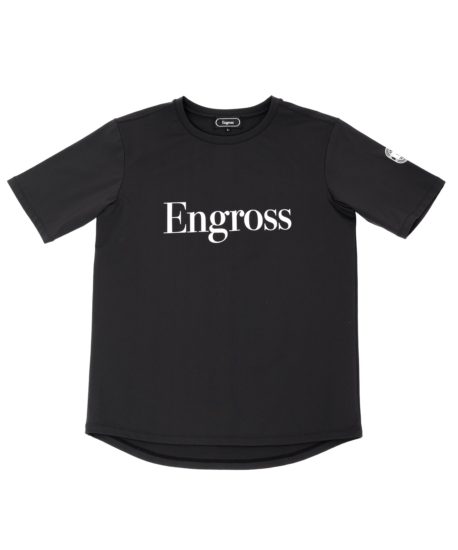 アスレジャーブランド Engross（エングロス）のDouble Logo T-shirt（ダブルロゴTシャツ）ブラック 平置きアイテム画像