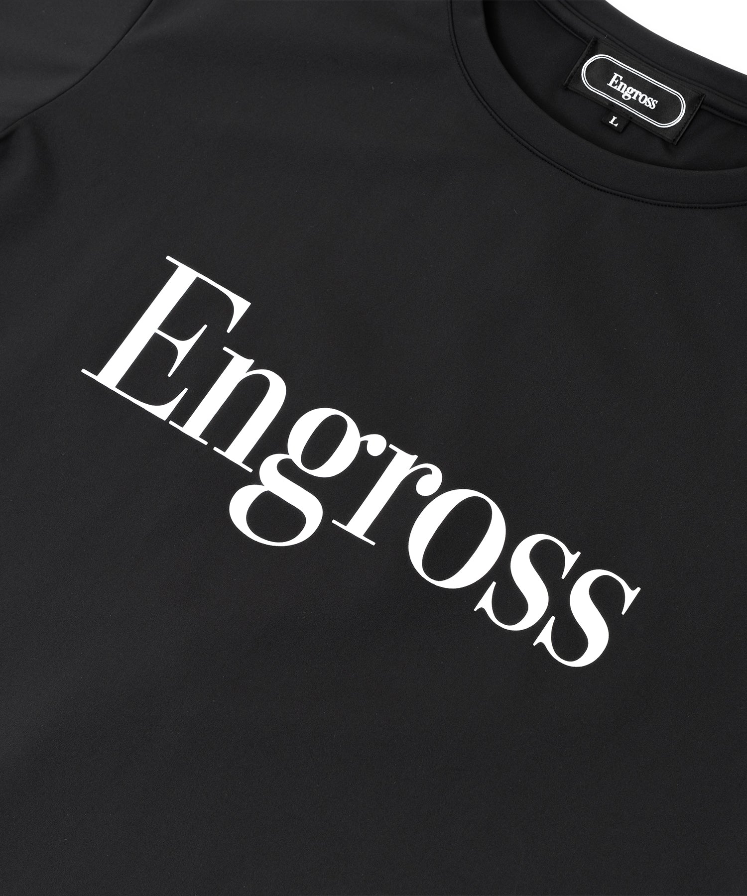 アスレジャーブランド Engross（エングロス）のDouble Logo T-shirt（ダブルロゴTシャツ）ブラック 平置きアイテム画像
