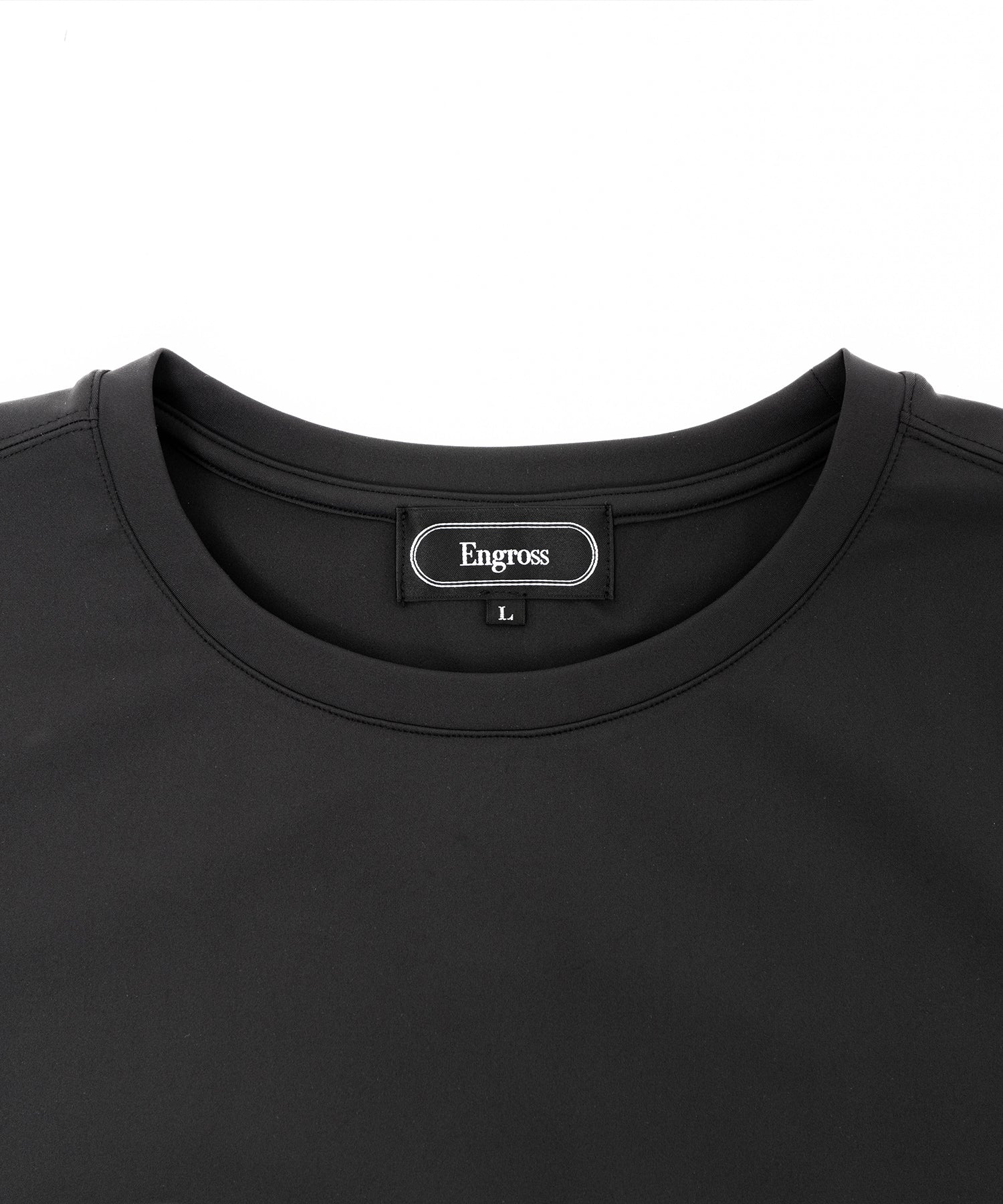 アスレジャーブランド Engross（エングロス）のDouble Logo T-shirt（ダブルロゴTシャツ）ブラック 平置きアイテム画像