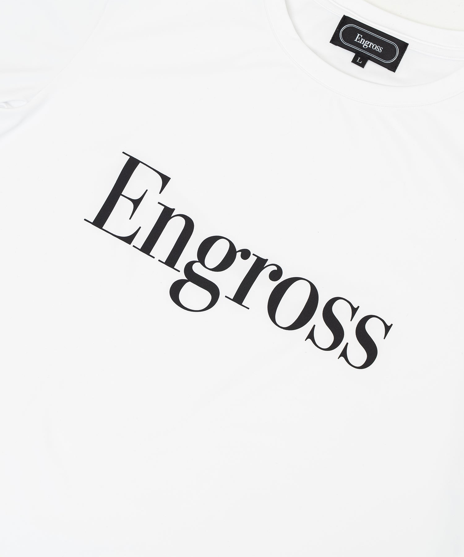 アスレジャーブランド Engross（エングロス）のDouble Logo T-shirt（ダブルロゴTシャツ）ホワイト 平置きアイテム画像