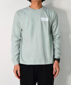 アスレジャーブランド Engross（エングロス）のOrganic Cotton Long Sleeve T-shirt（オーガニックコットンロングスリーブTシャツ）ライトグリーン モデル着用イメージ